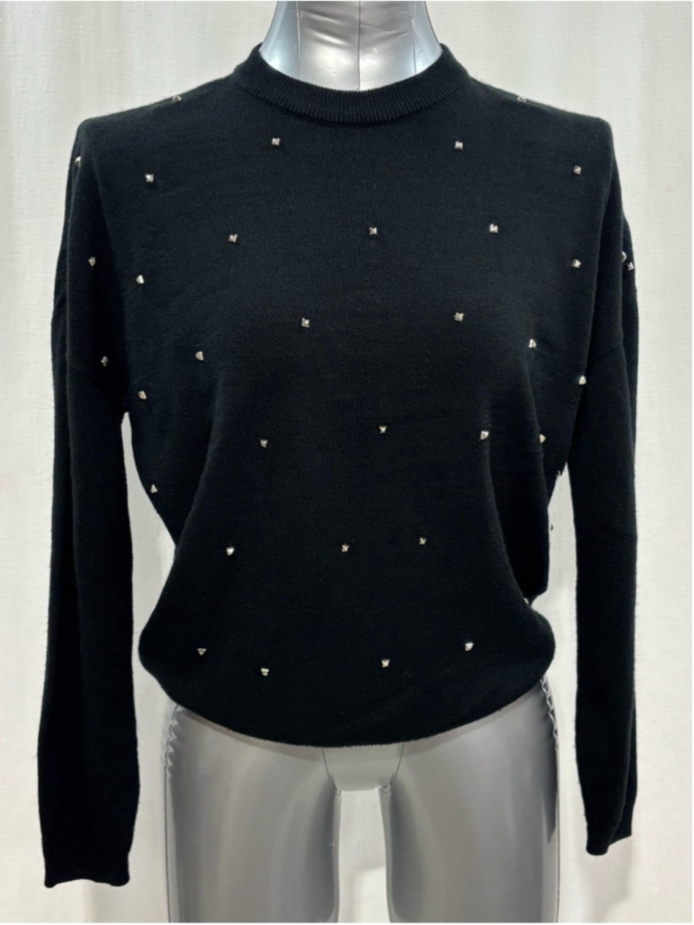 Buffalo David Bitton Black Studded Embellished Crewneck Sweater Small 524